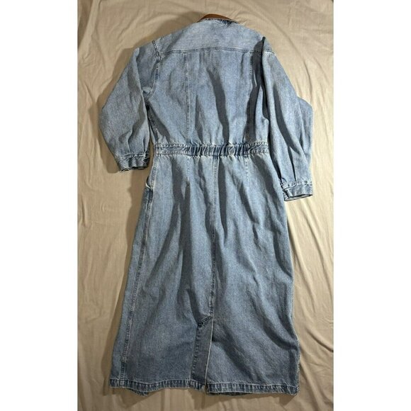 Vintage Denim Maxi Dress by FADS Button Front Prairie Womens sz 14 - Picture 8 of 9